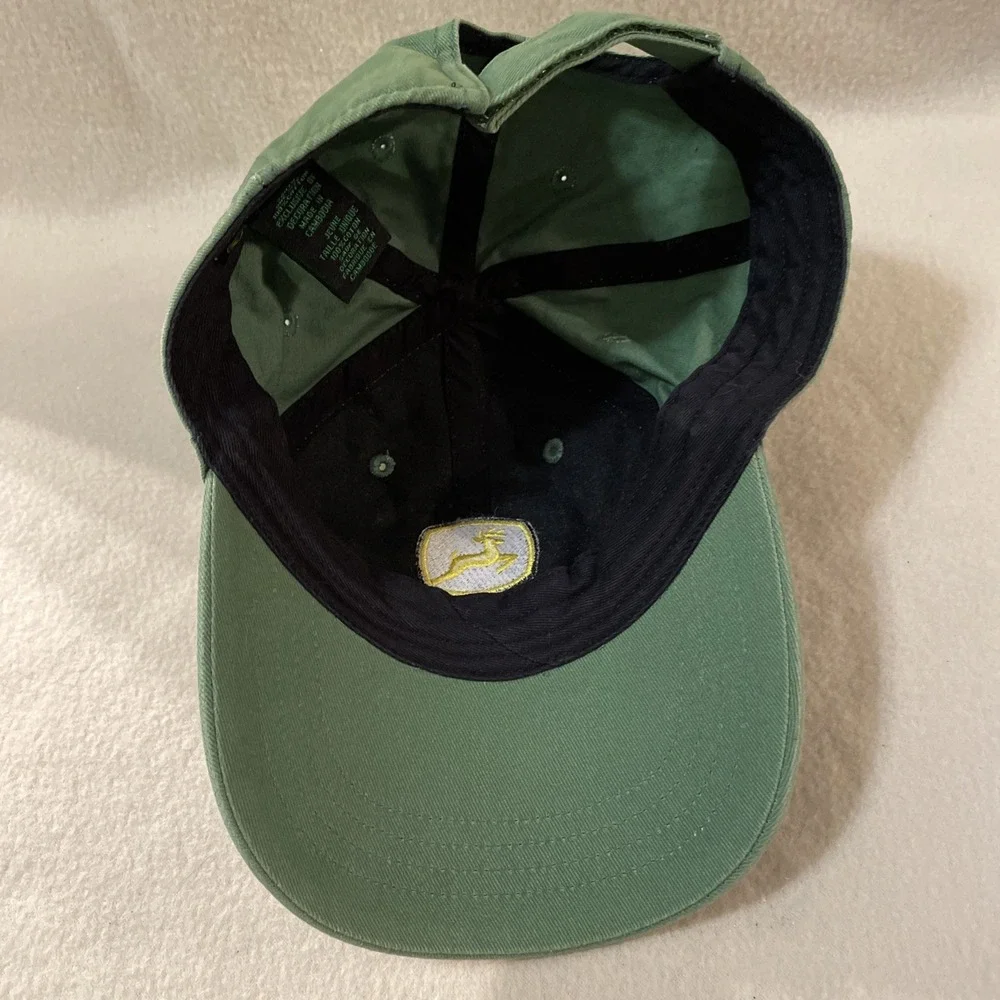 John Deere Hook And Loop Youth Hat Cap One Size fits All Weathered Tractor Green